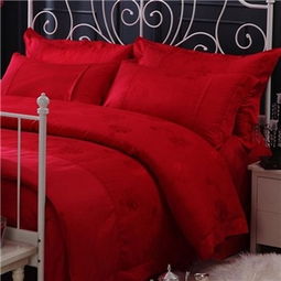 水星家纺仿丝绵提花婚庆四件套 